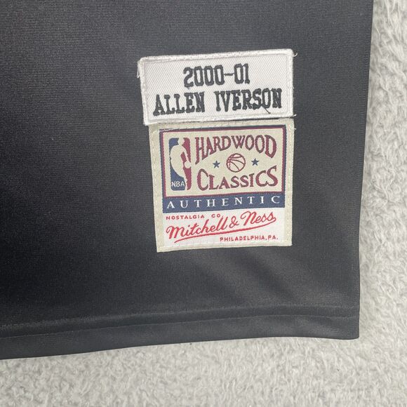 VTG Mitchell & Ness Jersey 2001 NBA Finals Allen Iverson 76ers Mens 5XL Black - Picture 2 of 10